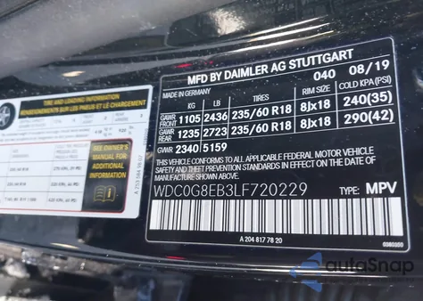 2020 Mercedes-Benz Glc 300 4Matic from USA, damaged, VIN WDC0G8EB3LF720229